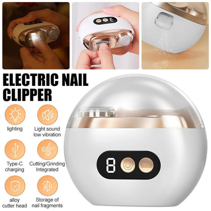 Electric Nail Clippers Automatic LED Light Trimmer Toe Cutter USB Rechargeable