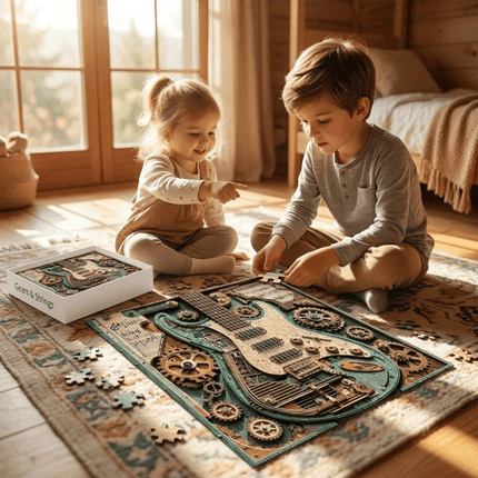 1000-Piece Steampunk Guitar Puzzle, Vintage Guitar Puzzle