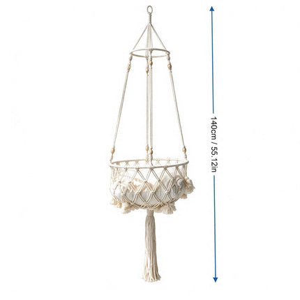 Macrame Hand Woven Hanging Pet Cat Hammock Swing Bed Nest Boho Hanging Basket