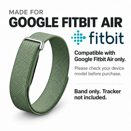 For Google Fitbit Air Performance Loop Band Recycled Polyester Adjustable Strap Sage Green