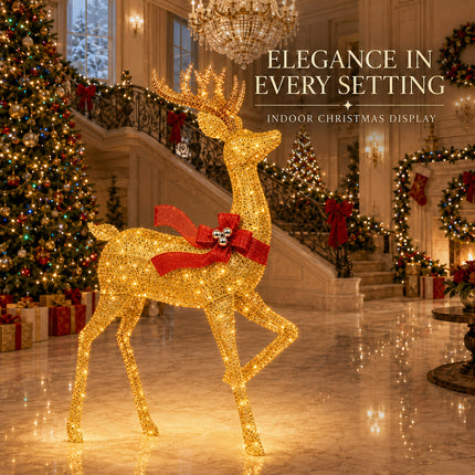 180 mm Solar Powered LED Christmas Reindeer Decor Lighted Iron Frame Indoor Outdoor