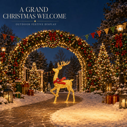 180 mm Solar Powered LED Christmas Reindeer Decor Lighted Iron Frame Indoor Outdoor