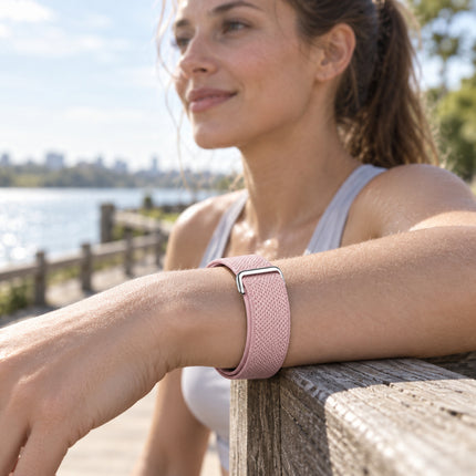For Google Fitbit Air Performance Loop Band Recycled Polyester Adjustable Strap Blush Pink