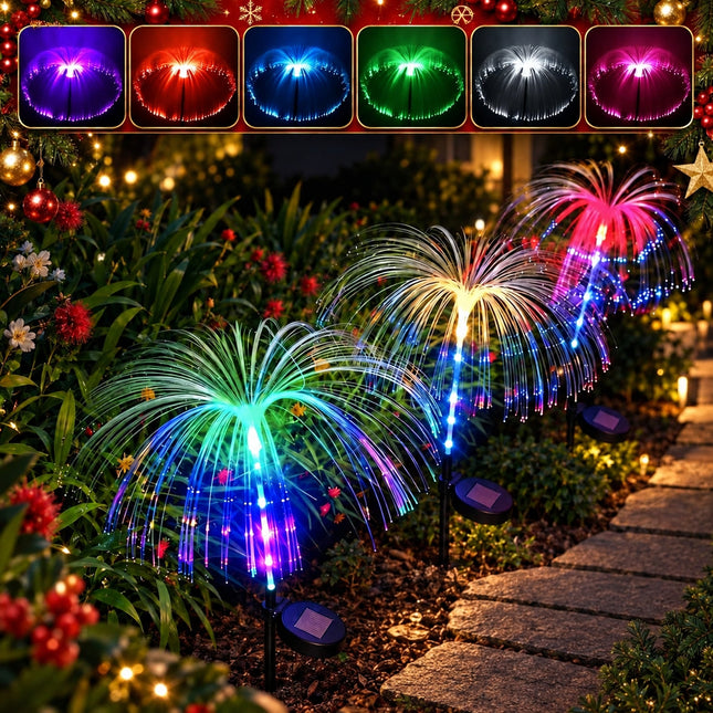 2PCS Solar Jellyfish Christmas Pathway Lights Colour Changing Garden Stake LED
