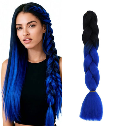 62cm Synthetic Gradient Coloured Braiding Hair Extensions - Black&Admiral Blue