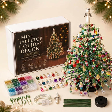 DIY Beaded Christmas Tree Kit Handmade Holiday Decor Colorful Beads Light-Up Xmas Tree Gift