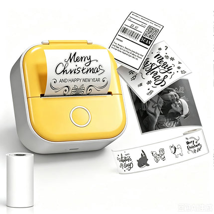 T02 Mini Pocket Bluetooth Thermal Printer Wireless Photo Inkless Sticker Yellow