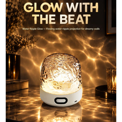 Water Ripple Ambient Night Light, 3-Color Touch and Remote Control Bedside Lamp