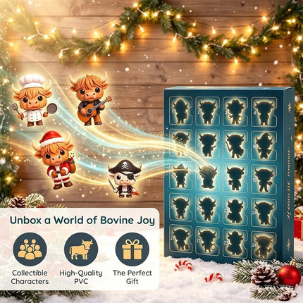 3D Highland Cow Advent Calendar 2026, 24 Days Christmas Countdown Calendar Gifts    （3D Sleigh Cattle）