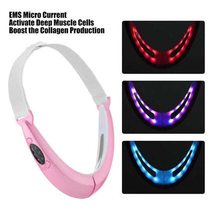 Electric V-Face Shaping Massage Face Lifting Slim Double Chin Removal Machine Pink