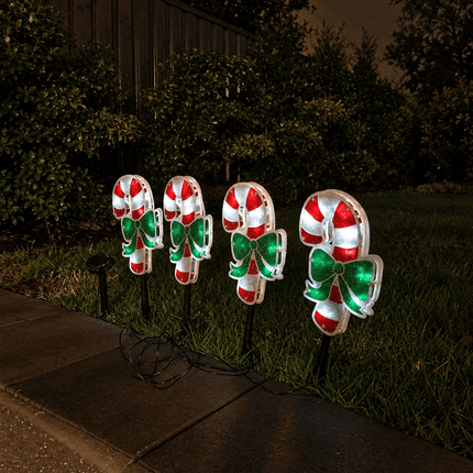 4 Pieces 40 LED White PVC Candy Cane Solar Christmas Garden Lights