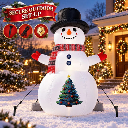 2.4M Giant Inflatable Snowman Christmas Blow Up Outdoor Garden Decoration with LED Light