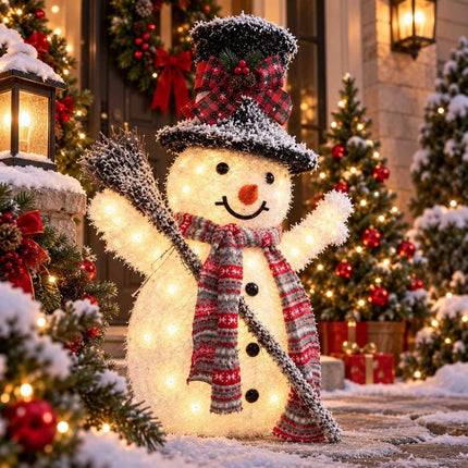Outdoor Christmas Decorations Solar Light Up Snowman LED Garden Ornament 65cm