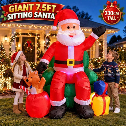 7.5FT Giant Inflatable Santa Claus Christmas Blow Up Outdoor Garden Decoration LED Light