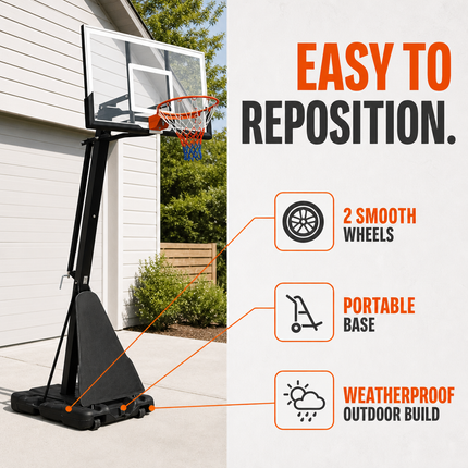 Basketball Hoop Adjustable Height Portable Steel Frame Backyard Driveway Play
