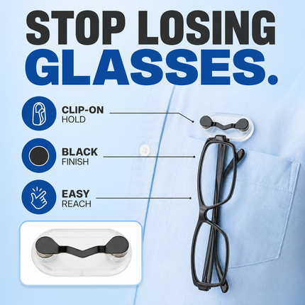 Eyeglasses Holder Black Stainless Steel Magnetic Clip for Glasses