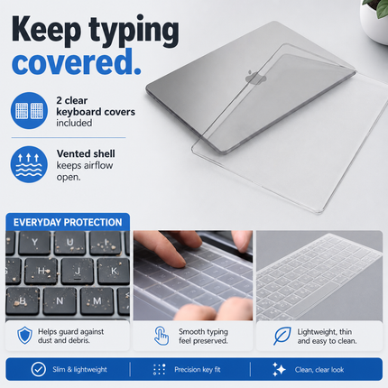 MacBook Air 13 Inch Grey Hard Shell Case With Keyboard Cover