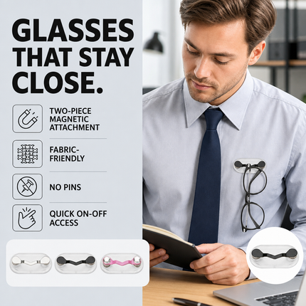 Eyeglasses Holder Magnetic 3 Piece Set for Shirts and Sunglasses
