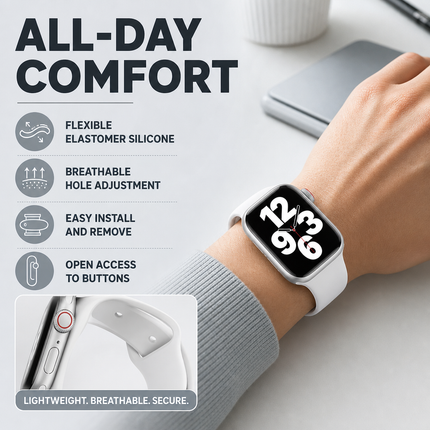 Silicone Apple Watch Band White For 38mm 42mm Sport Wear