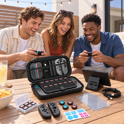 Nintendo Switch 2 Accessories Kit Carry Case Clear Protective Case Tempered Glass Stand & Grips