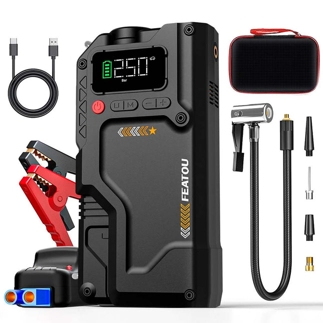 8000A Car Jump Starter Power Bank With Air Compressor Battery Booster