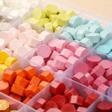 1200Pcs Colour Sealing Wax Mix Metallic Stick Beads Stamp Seal Candle Envelope 1Box Macaron and1Box bluegreen