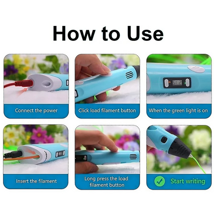3D Printing Pen Kit with 59m PLA Filament USB Adjustable Temperature PLA ABS Compatible Pink
