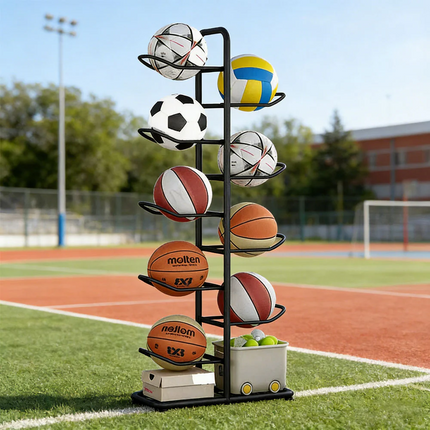 Ball  Rack Basketball Holder Garage Sports Organizer 9-Ball Display Stand