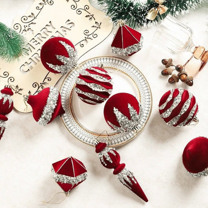 11Pcs Sparkling Christmas Tree Flocking Pendant Kit Hanging Decorations Christmas