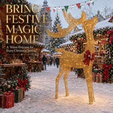 110cm Christmas Reindeer LED Lights Solar Powered Iron Frame Outdoor Garden Decoration