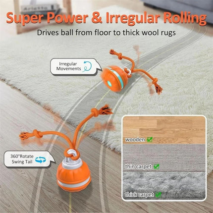 1-2PCS Interactive Smart Dog Ball with Swing Rope Tail | USB Rechargeable
