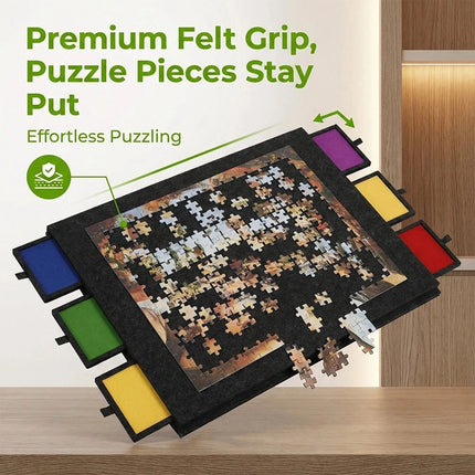 Felt Puzzle Platform Tilting Jigsaw Puzzle Board Adjustable Stand With 6 Drawers