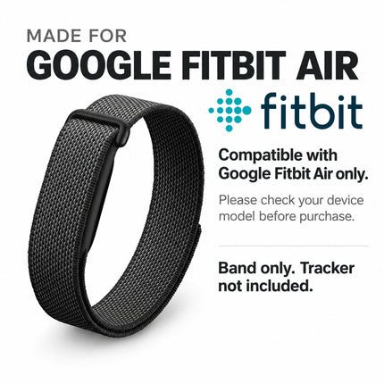For Google Fitbit Air Performance Loop Band Recycled Polyester Adjustable Strap Black