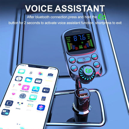 Wireless Car Bluetooth FM Transmitter MP3 Player PD USB Fast Car Charger Adapter