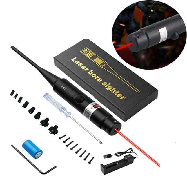 Red Laser Bore Sight Kit .177 To .50 Collimator Boresighter for Hunting Rifle