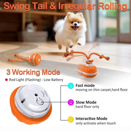 1-2PCS Interactive Smart Dog Ball with Swing Rope Tail | USB Rechargeable