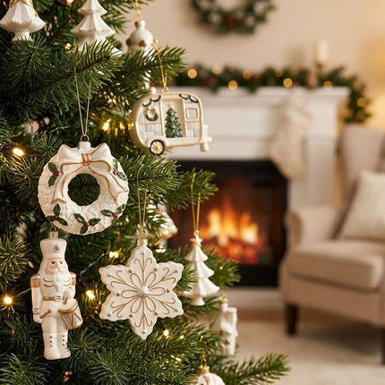 Christmas Snowflake Hanging Ornaments Plastic Holiday Home Wall Decor Pendants