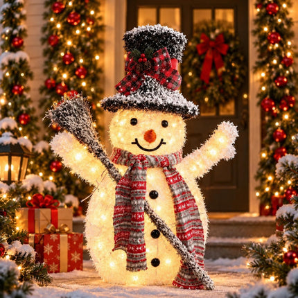 Outdoor Christmas Decorations Solar Light Up Snowman LED Garden Ornament 65cm