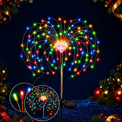 2Pack Solar Powered Garden Outdoor Lights Firework Yard Pathway Christmas Lights