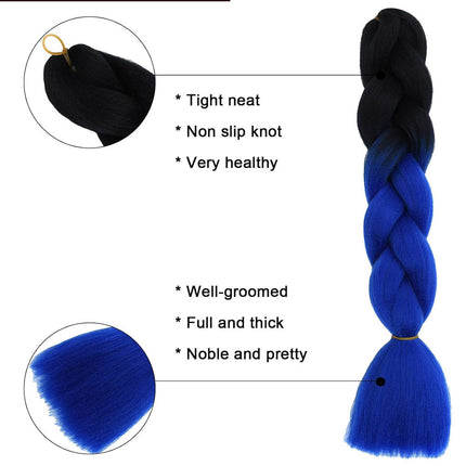 62cm Synthetic Gradient Coloured Braiding Hair Extensions - Black&Admiral Blue
