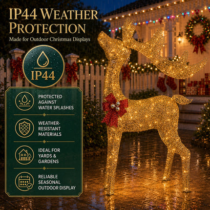 110cm Christmas Reindeer LED Lights Solar Powered Iron Frame Outdoor Garden Decoration