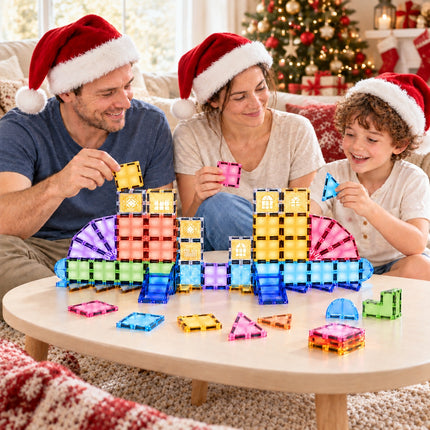 122 Pcs Magnetic Tiles Castle Kids Building Blocks 3D Construction Christmas Gift Toy