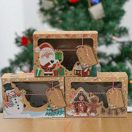 12pcs Christmas Candy Cookie Boxes Bakery Gift Boxes Cupcake Muffin Cake Box