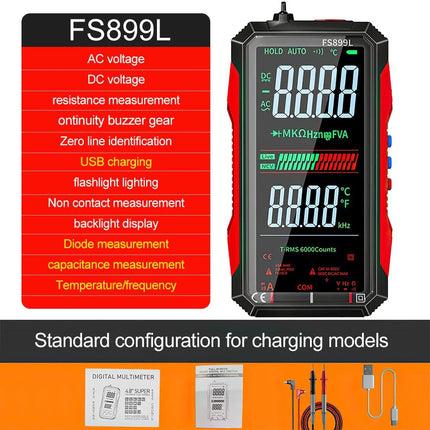 Electrical Automatic FS899L Multimeter Tester Rechargeable Multimeter 6000 Count