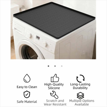 60*60Cm Non-Slip Waterproof Dust-Proof Thicken Silicone Washing Machine Protector Mat Black