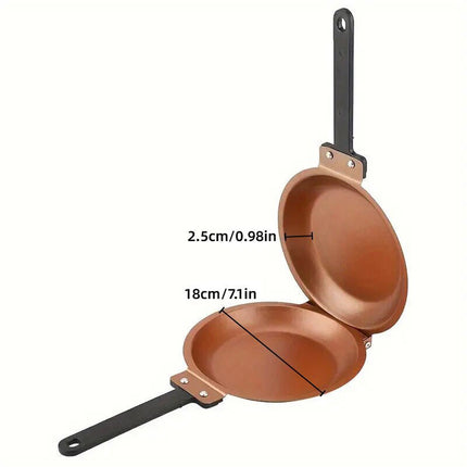 Double Sided Frying Pan Nonstick Folding Skillet Cake Pan for Kitchen Cooking