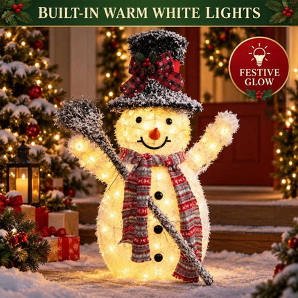 Outdoor Christmas Decorations Solar Light Up Snowman LED Garden Ornament 65cm