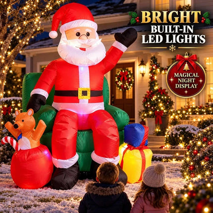 7.5FT Giant Inflatable Santa Claus Christmas Blow Up Outdoor Garden Decoration LED Light