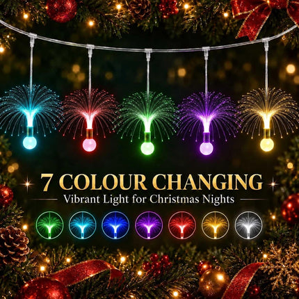 5 Head LED Fibre Optic Jellyfish String Lights Christmas Hanging Curtin Light