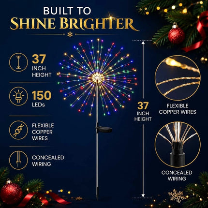2Pack Solar Powered Garden Outdoor Lights Firework Yard Pathway Christmas Lights